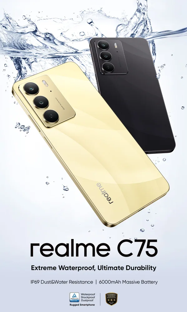 Realme C75 side view
