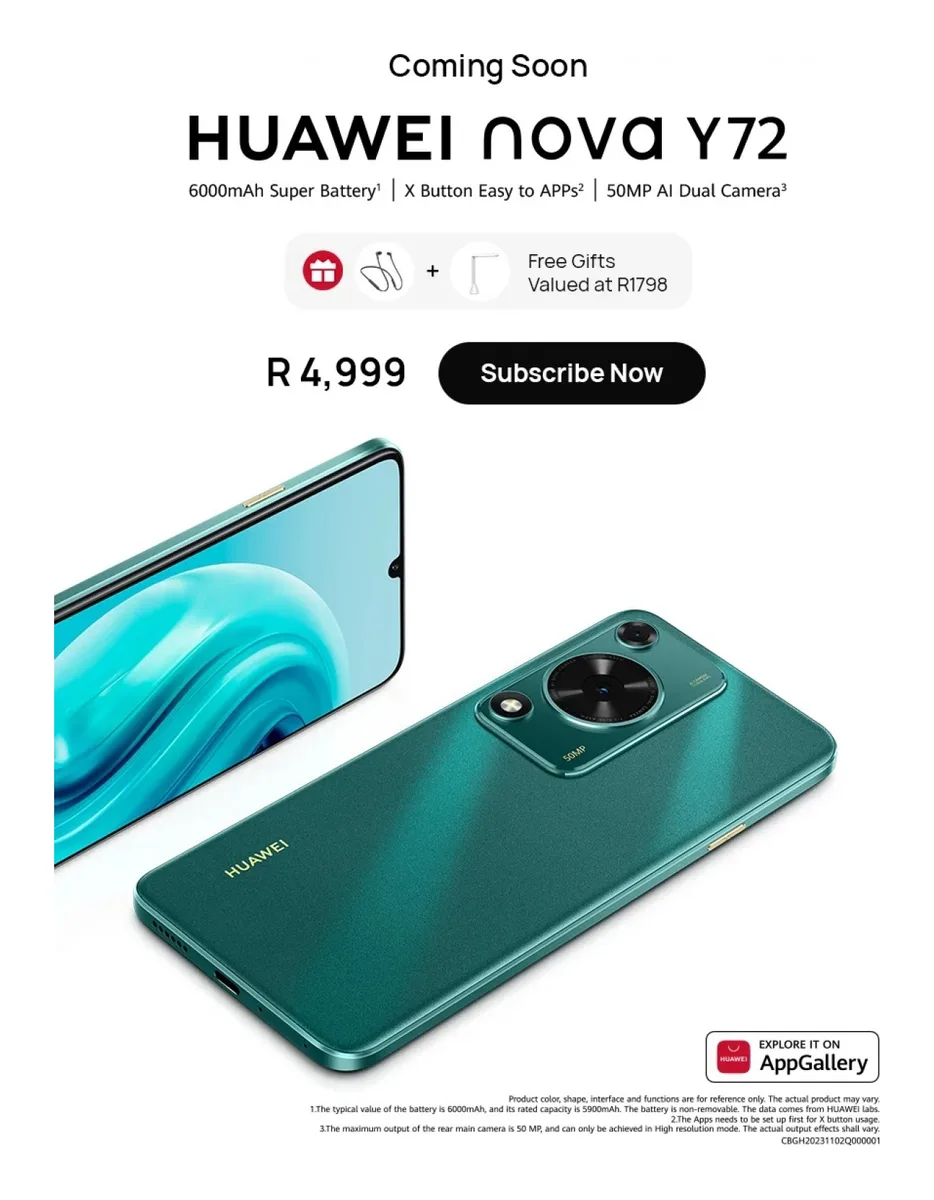 Huawei Nova Y72 side view