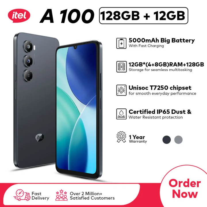 itel A100 side view