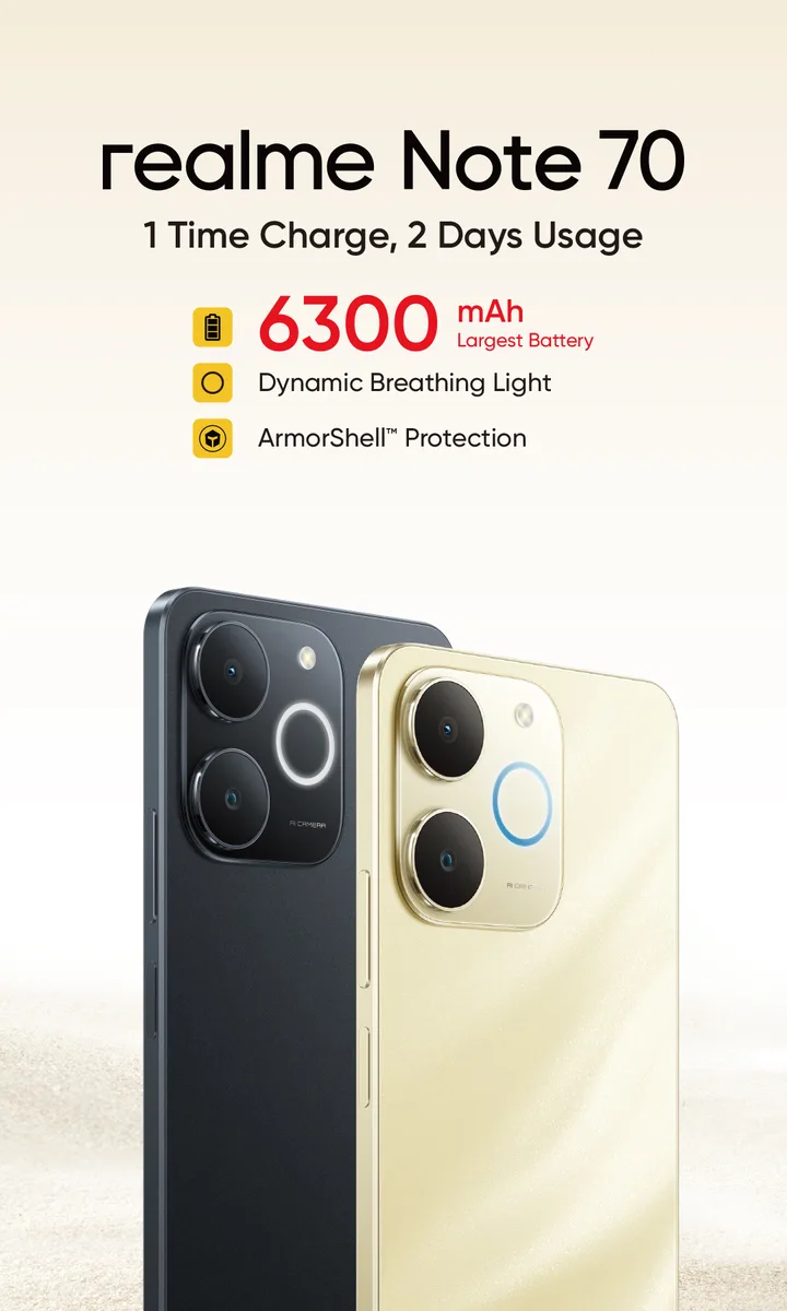 Realme Note 70 side view