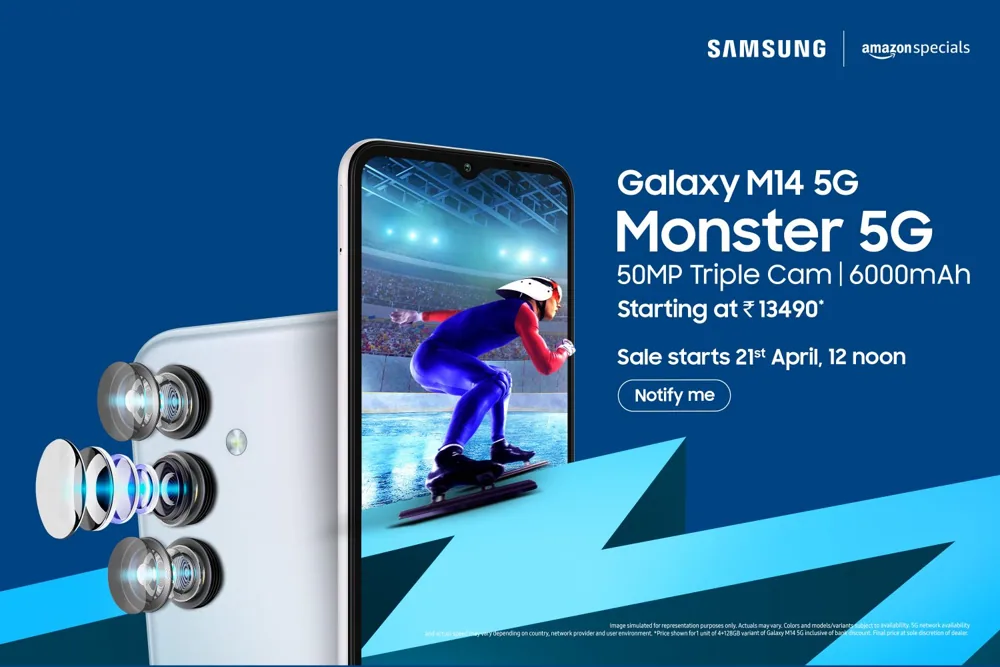 Samsung Galaxy M14 5G side view